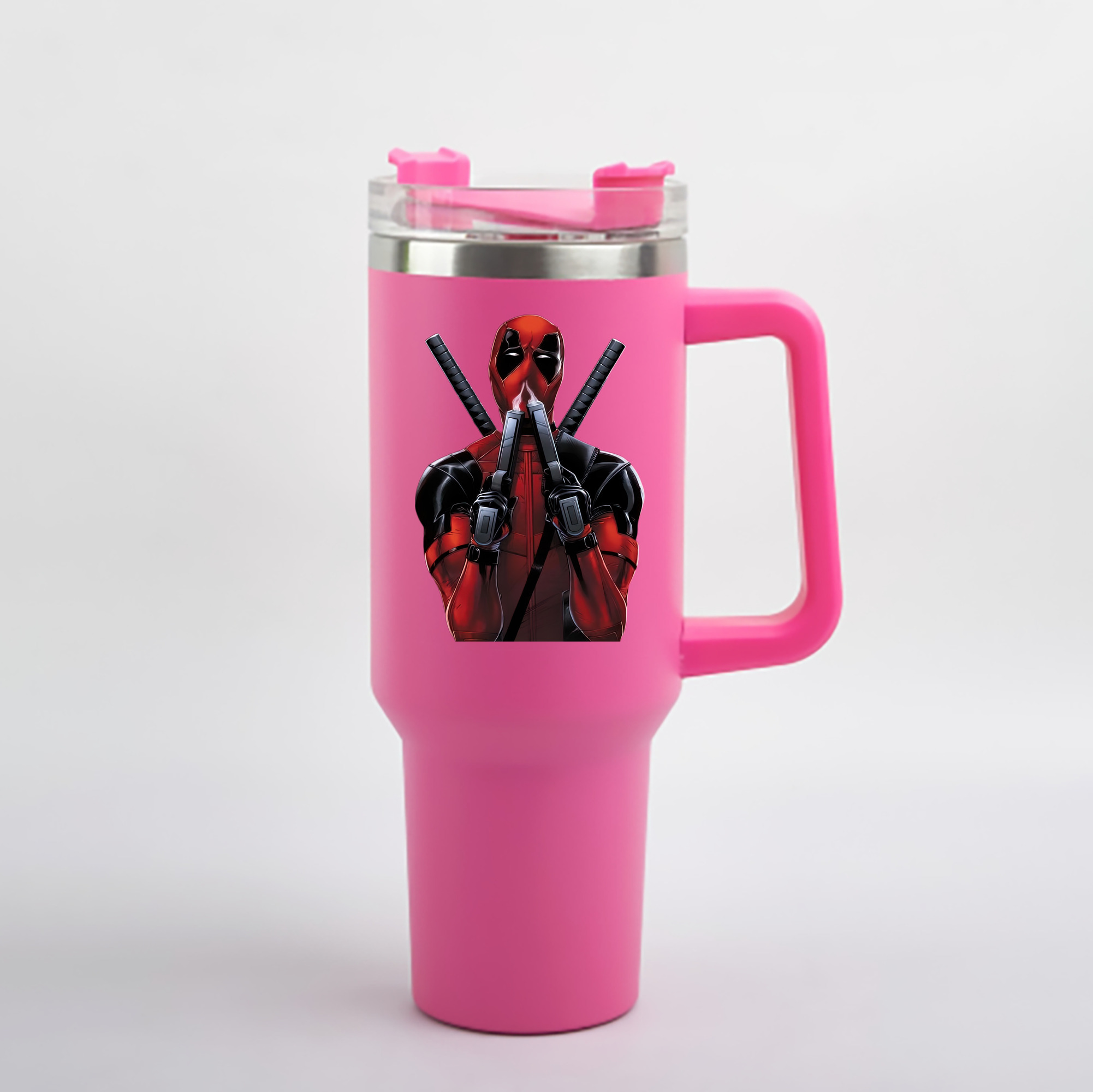 （画像用） Deadpool デッドプール 1200mL車用タンブラー - クリスタルステッカー（プラスチックストロー付き）